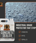 Kick Weather Off Your Slab With This Contractor Grade Concrete Sealer Concentrate Makes Five Gallons in a white bottle on concrete