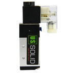Front view of U.S. Solid 1/4 in NPT 5-way 2-position pneumatic solenoid valve, DC 12V