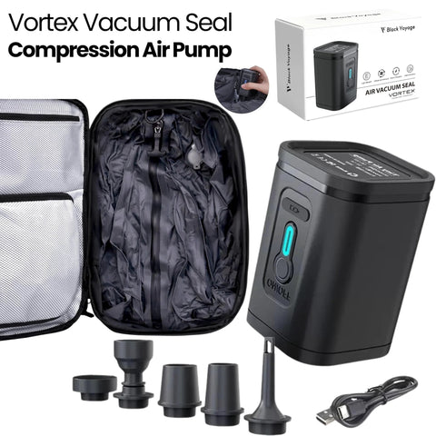 BlackVoyage Vortex cordless vacuum seal pump with travel case, multiple nozzle adapters and USB cable