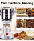 Beast 2000W Grain Grinder Mill With 550g Capacity Stainless Steel High Speed Pulverizer showcasing multi-grain grinding