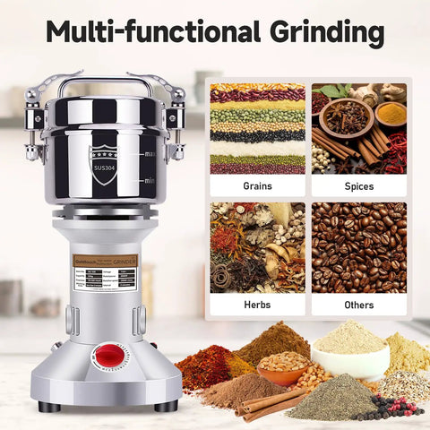 Beast 2000W Grain Grinder Mill With 550g Capacity Stainless Steel High Speed Pulverizer showcasing multi-grain grinding