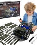 Child assembling Hands On 283 Piece Metal Construction Kit For Builders Ages 8 To 12 With Erector Style Mechanics STEM Building Toys