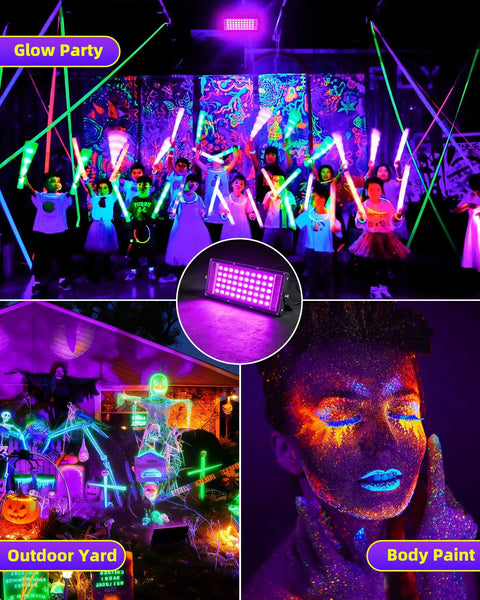 Next Level 50 Watt Led Blacklight Lamp With Ip66 Weatherproof Housing And Integrated Rocker Switch Plus Six Foot Power Cord For Halloween Kickbacks And Neon Glow Block Parties