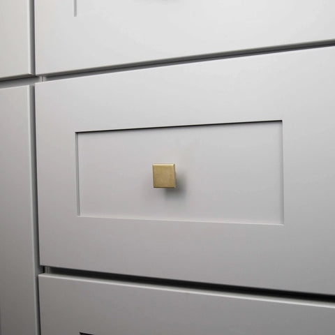Square Cabinet Knob Set 10 Pack In Brushed Brass One And Three Sixteenths Inch For Kitchen Cabinets Dressers And Bathroom Drawers By Hickory Hardware Go To Modern Hardware Upgrade With Durable Metal Construction And Easy Install