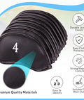 Premium Magnetic Leather Golf Club Head Covers for Irons and Wedges, Set of 10, stacked with visible embroidered numbers.