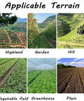 Image showing terrains for Precision Hand Push Garden Seeder With Adjustable Plant Spacing, including highland, garden, hill, and plain.