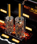 Rolling Grill Basket Two Pack Stainless Steel Grilling Basket With Removable Wooden Handle for Veggies on BBQ