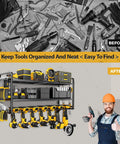 Wall Mount Power Tool Organizer With Seven Cordless Drill Holders, Heavy Duty Metal Tool Rack, Garage Storage Shelf For Home Shop
