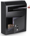 Key Drop Box Wall Mount With Lockable Mail Slot For Cash Deposits, Secure Business Depository Safe, Indoor Use, Black Finish