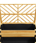 Front view of Two Tier Raised Garden Bed With Trellis Elevated Wooden Planter Box On Legged Frame With Metal Corners For Vegetables Flowers And Herbs In Natural Finish.