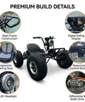 Image of Electric Off Road Go Kart For Teens And Adults With Peak 4000W Brushless Power showing digital display and tires.