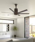 Heavy Duty Smart Outdoor Ceiling Fan Featuring Top Shelf Aircraft Grade Aluminum Blades Hella Smooth Brushless Motor Smart WiFi App Control In Living Room