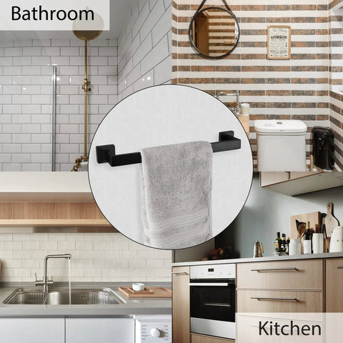 Matte Black 9 Piece Bathroom Hardware Set Must Have Includes 22 Inch And 16 Inch Towel Bars Toilet Paper Holder Towel Rack