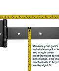Measuring 12 Inch Heavy Duty T Strap Gate Hinges For Barn Fence And Shed Doors 180 Degree Swing 4mm Industrial Steel Black Wrought Hardware