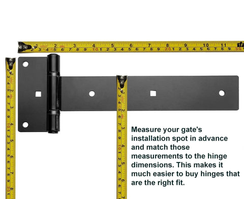Measuring 12 Inch Heavy Duty T Strap Gate Hinges For Barn Fence And Shed Doors 180 Degree Swing 4mm Industrial Steel Black Wrought Hardware