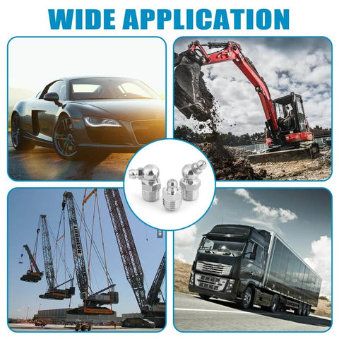 Wide application of 337 Piece SAE And Metric Grease Fittings Replacement Kit in automotive, construction, and transport industries.