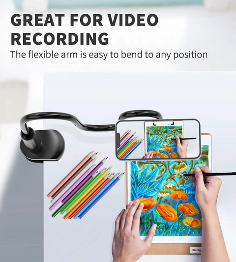 Magnetic Gooseneck Phone Holder Mount for iPhone 17 16 15 14 13 12 With 360 Degree Rotation Tabletop Clamp And Adjustable Stand