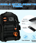 50L Fishing Tackle Backpack With Removable Lure Wraps, Four Clear View Tackle Boxes, Two Rod Holders, water-resistant fabric