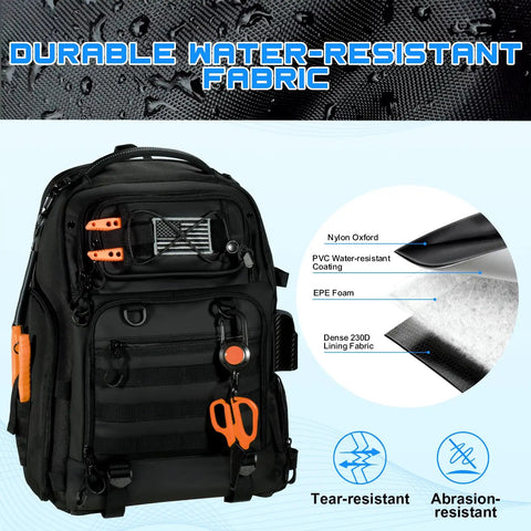 50L Fishing Tackle Backpack With Removable Lure Wraps, Four Clear View Tackle Boxes, Two Rod Holders, Versatile Gear Bag With Front Pocket For Lures