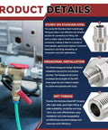 Product details of Rock Solid Three Eighths Inch NPT To One Quarter Inch NPT Stainless Steel Hex Nipple Hose Connector Adapter