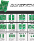 Chart of 12 Types SMD To DIP Adapter PCB Proto Board Kit With SOP8 SOP10 SOP14 SOP16 SOP20 SOP24 SOP28 0402 0603 0805 SMT SOT89 SOT223 TQFP100 QFN32 QFN44 QFN48