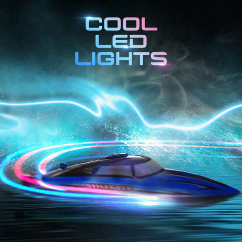 Rad High Speed RC Boat For Pool Lake And Salt Water Remote Control Toy With 32 KPH Top Speed 370S Brushed Motor Battery with LED lights