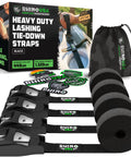 Beefy Heavy Duty Lashing Straps 1 Inch By 12 Foot Cam Buckle Tie Downs, 1320Lb Break Strength, 4 Pack, Black Design with Camouflage Bag
