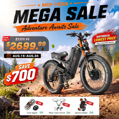 6000W Beast Electric Bike For Adults Cracking 52 Mph With 60V 80Ah Battery Churns 300 Plus Miles on rugged terrain.