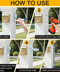 Step-by-step guide to install Heavy Duty Wall Mount Gate Hinges 1 3 8 Inch Galvanized Steel With Four Screws on a white post.