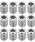 Rugged Wood Threaded Insert Nuts M6x15mm Hex Socket Drive 304 Stainless Steel Set Of 12 For Cabinets Desks Tables Chairs