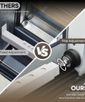 Adjustable Inside Window Security Bar For Horizontal And Vertical Sliding Windows Extends 11 To 18 Inches White Finish Easy Install In Window Lock Bar That Keeps Sliding Windows Secure While Allowing Air Flow, showing comparison of fixed vs. adjustable rubber feet.