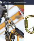 Auto Locking Carabiner 50KN For Tough Climbs And Rappelling Heavy Duty Steel D Shaped Captive Pin UIAA ANSI Compliant