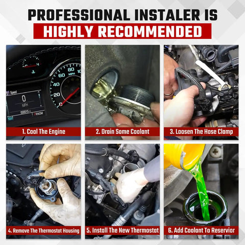 Step-by-step guide for Badass Water Pump Thermostat Housing Kit Coolant Assembly Replacement, showing engine cooling process.