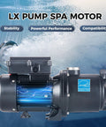 Spa Massage Pump 1.5HP For Marquis Spa Dual Voltage 230V Or 115V Energy Star Certified, blue motor with stability features.