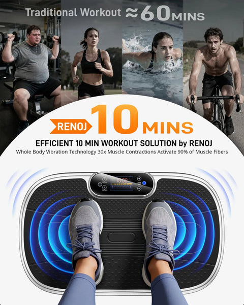 People exercising alongside a Vibration Plate Exercise Machine For Home Gym Full Body Workout With Loop Bands 330 Lbs Capacity