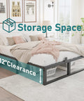 Rock Solid Queen Bed Frame Built Tough For Real Life, 14 Inch Steel Slat Platform with 12 inch storage clearance.