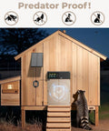Solar Powered Automatic Chicken Coop Door No Brainer With 656 Foot Remote Control And 3500mAh Battery on wooden coop