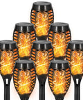 Flickering Flame Solar Garden Lights LED Outdoor Torches Pack Of 8, Waterproof Pathway Yard Patio Decor For Landscape And Backyard, Warm White