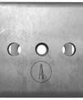 Front view of Beefy Beam Channel Trolley Track Hanger And Joiner Connector Bracket in zinc plated steel for 1-5/8 inch strut channel