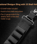 Shotgun Sling With 15 Shell Holder For 12 Gauge Beefy Durable Rifle Sling With Swivels Built For Hunting And Range Use