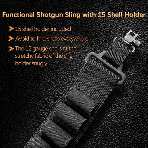 Shotgun Sling With 15 Shell Holder For 12 Gauge Beefy Durable Rifle Sling With Swivels Built For Hunting And Range Use