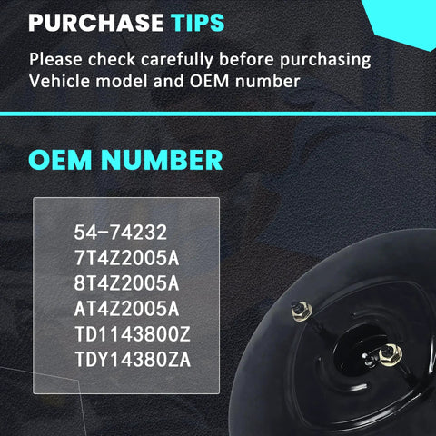 Built Tough Replacement Vacuum Power Brake Booster For Ford Edge Lincoln MKX Mazda Cx9 2007 To 2015 35l 37l V6 Direct Swap No Extra Parts Needed Black Steel OEM numbers and purchase tips shown.