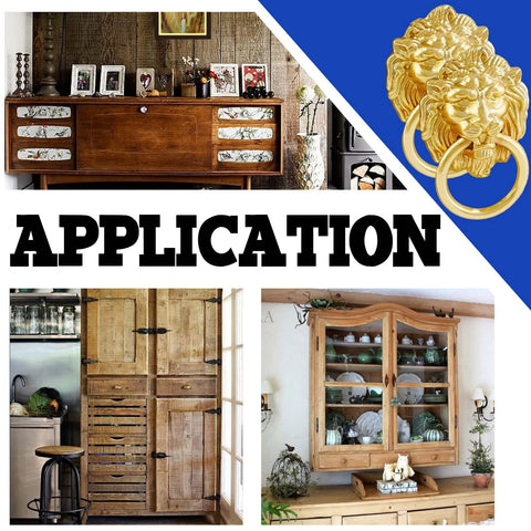 Lion Head Cabinet Pull Handle Set 12 Pack With Ring Pulls For Drawers Cabinets Wardrobes And Dressers In Gold Finish application