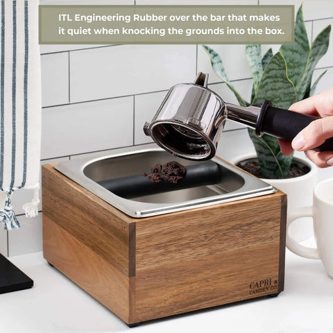 Pro Grade Espresso Knock Box With Large Capacity Non Slip Base Tamp Station And Shock Absorbent Design for puck disposal