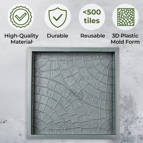 Square DIY Concrete Molding Set for Walkways and Patios showing reusable cobblestone mold form for stone stepping stones