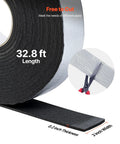 Pipe Insulation Wrap 32.8 Feet By 2 Inches With Aluminum Foil Layer Self Adhesive Foam shown in roll, scissors cutting foam