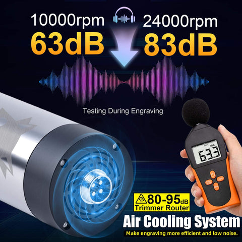 Plug And Play 1.5kW VFD Air Cooled CNC Spindle Motor Kit For CNC Router with noise level measurements and air cooling system