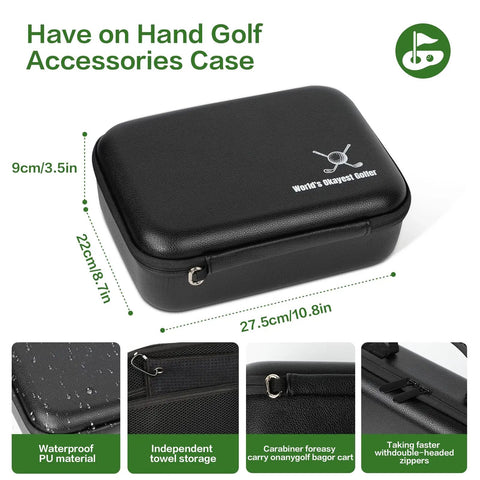 Waterproof PU organizer bag for All In One Golf Accessories Kit With Towel Club Brush Groove Cleaner Golf Balls Tees