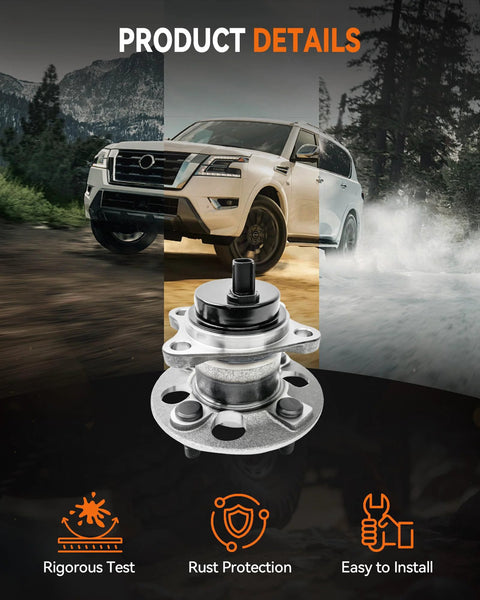 2-Pack 512370 Rear Wheel Bearing Hub Assembly Fits Toyota Yaris 2006-2014, Prius C 2012-2019, Scion iQ 2013, 4-Lug With ABS Replacement