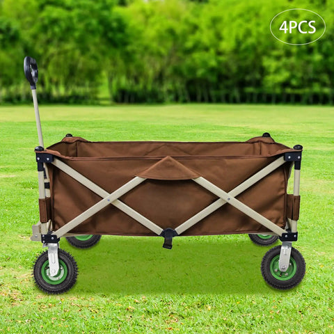 Heavy Duty Pneumatic Caster Wheels Set Of Four Includes Two Swivel And Two Rigid Fixed Air Tires Built Rock Solid With Thick Rubber Treads for a cart on grass.
